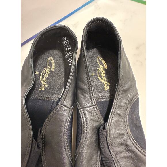 Black Leather Dance Jazz Shoes Size 9.5W - Picture 7 of 10